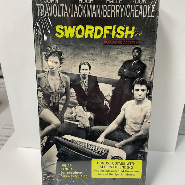 Swordfish (New  Sealed VHS 2001) John Travolta, Hugh Jackman, Halle Berry Vintage Collectible VHS