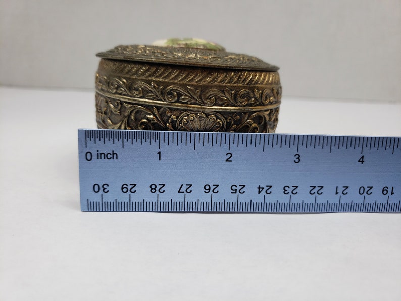 Brass velvet lined vintage jewelrytrinket box