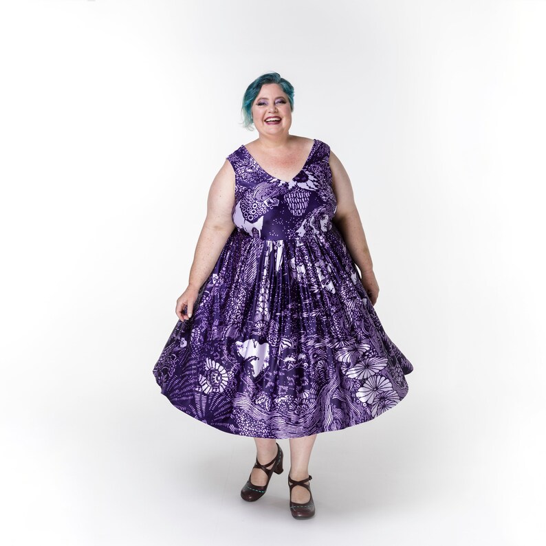 Purple Poe Vee Sleeveless dress with pockets available size 6-36