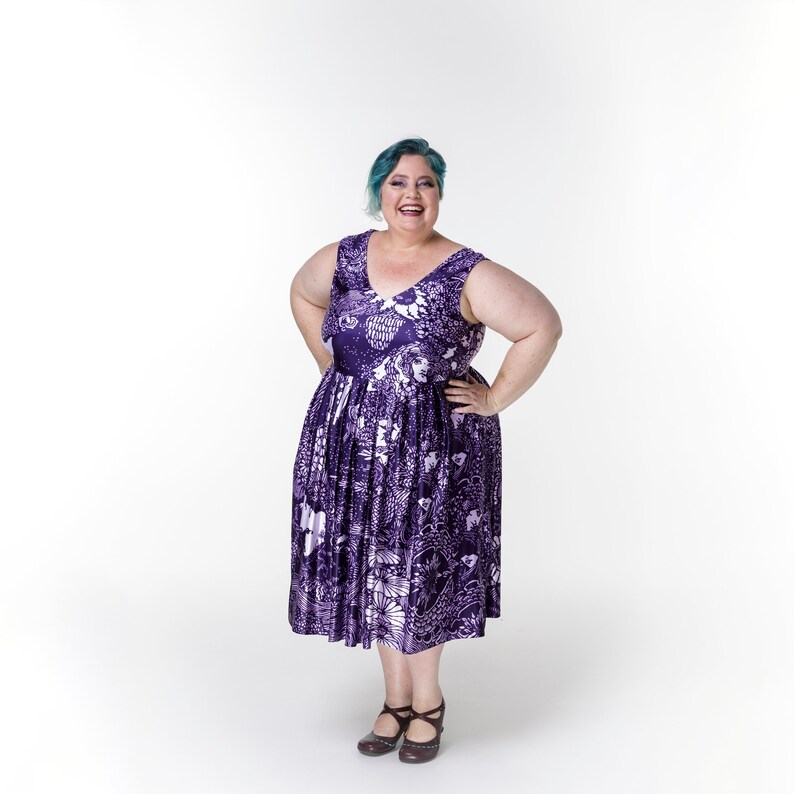 Purple Poe Vee Sleeveless dress with pockets available size 6-36