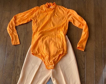1970's Orange Body Suit Pants Set