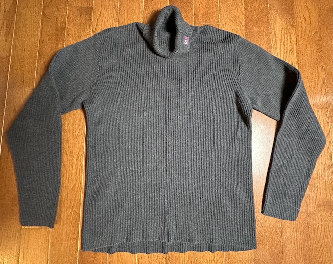 Polo Jeans Co Ralph Lauren Turtleneck Sweater XL Charcoal Gray 100% Cotton Ribbed RL Flag Knit