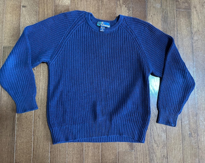 Vintage Royal Blue Rib Knit Sweater - St. Edmonds Ramie Cotton Pullover