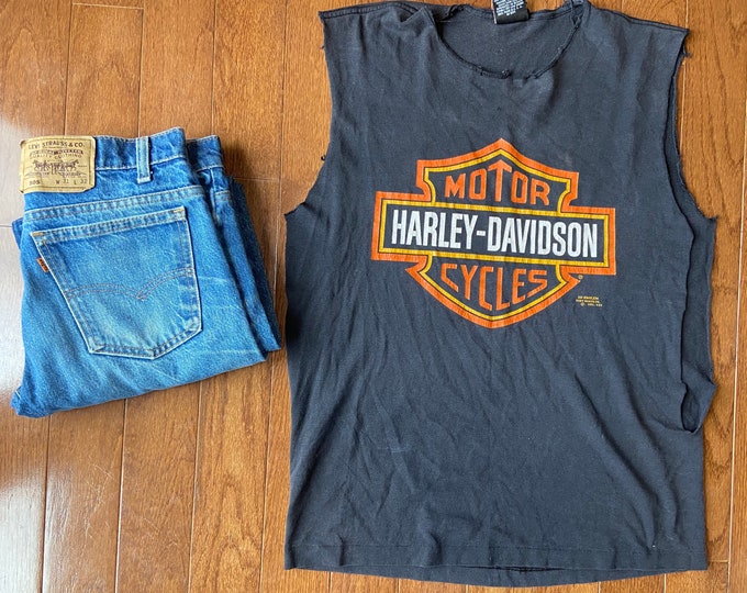 1991 3D Emblem Harley Davidson Sleeveless Tee