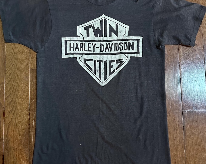 1970s Twin Cities Harley Davidson Thrashed T-shirt