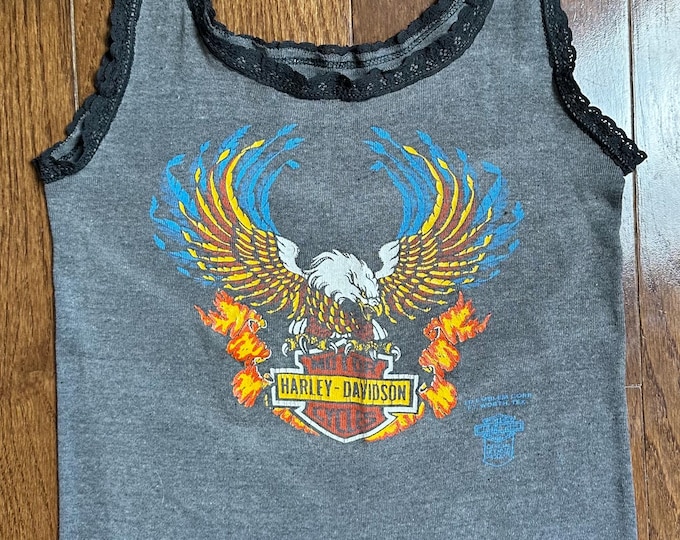 1980s Harley Davidson Lace Trim Tank Top