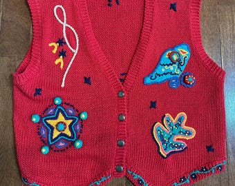Vintage 1990s Western Knit Vest