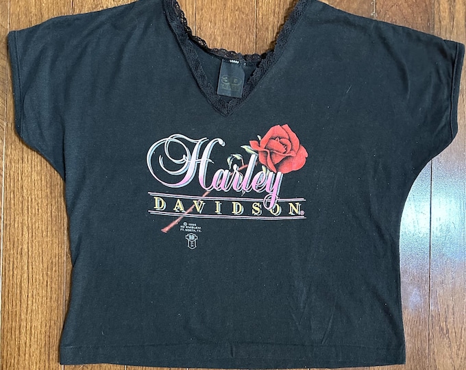 1986 3D Harley Rose Crop Top