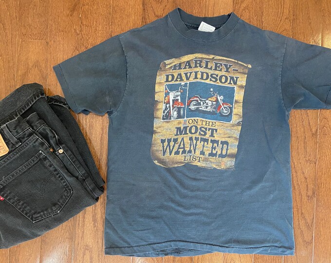 1986 #1 on the  Most Wanted List Harley Davidson Tee