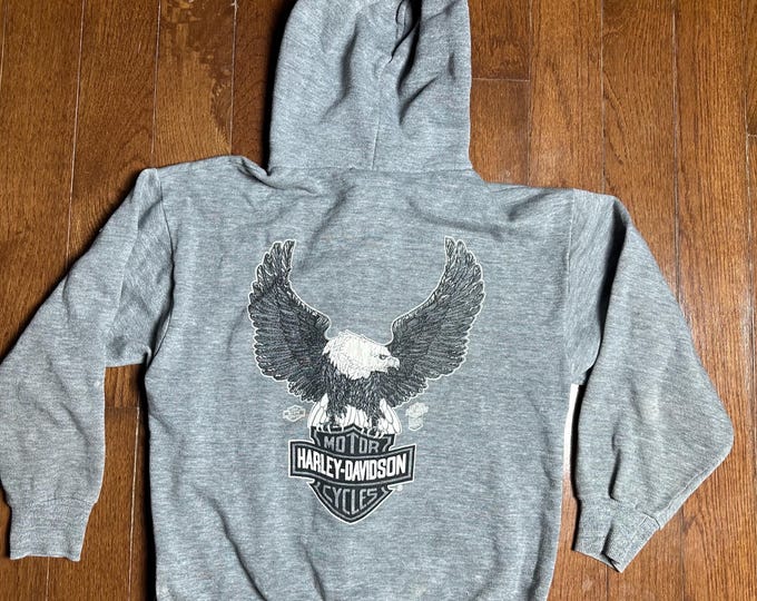Vintage Harley Davidson Eagle Zip Hoodie Killeen Texas Sportswear Small 34-36