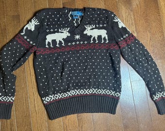 Vintage Polo Ralph Lauren Moose Reindeer Fair Isle Sweater