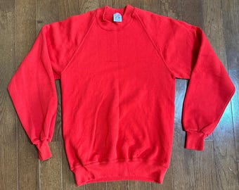 1980 Classic Red Raglan Crewneck Sweatshirt - Vintage Staple
