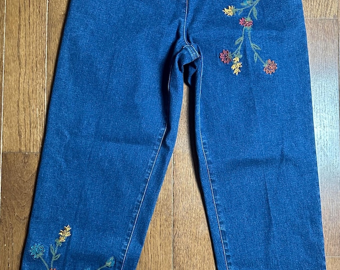 Vintage 1990s David Brooks Embroidered Floral Jeans