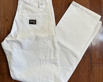 Vintage Stan Ray Painter Pants Made in USA W30 L34 White Thrashed Workwear Distressed Cotton