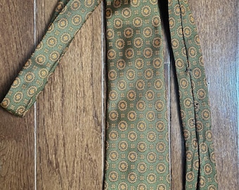 Vintage Marshall Field & Company Necktie Olive Geometric Mid Century Mens Tie