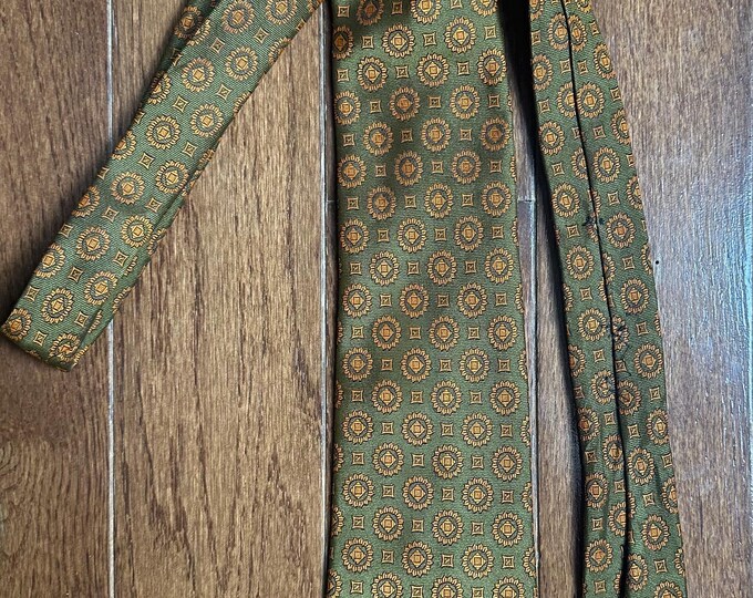 Vintage Marshall Field & Company Necktie Olive Geometric Mid Century Mens Tie