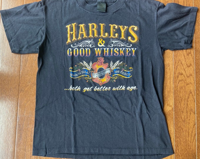 1980's 3D Harley and Good Whiskey T-shirt