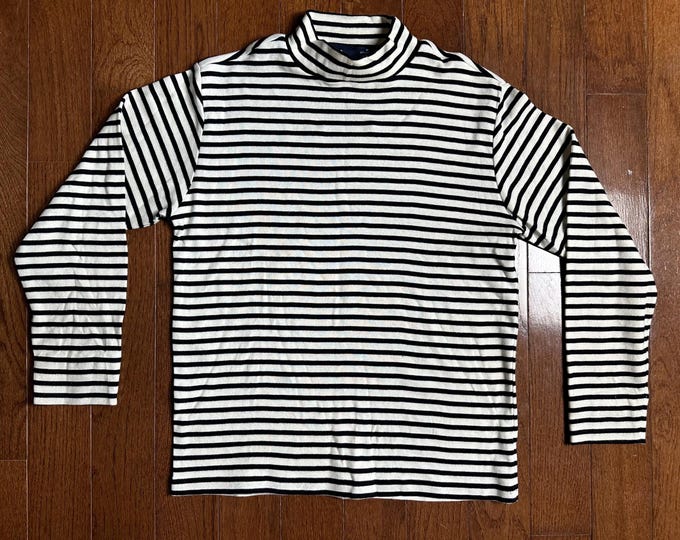Vintage 90s Lizsport Striped Mock Neck Top Medium