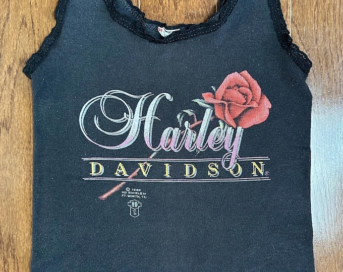 Vintage 1986 Harley Davidson 3D Emblem Tank Top Laconia 89