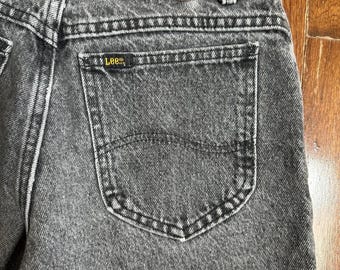 Vintage Lee Black Jeans 31x30 Made in USA Faded Grey Wash Straight Leg Denim