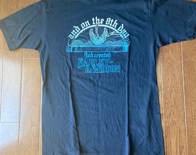 1980's "and on the 8th day God created Harley Davidson..." Tee