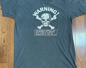 Camiseta Harley Davidson ADVERTENCIA de los años 80