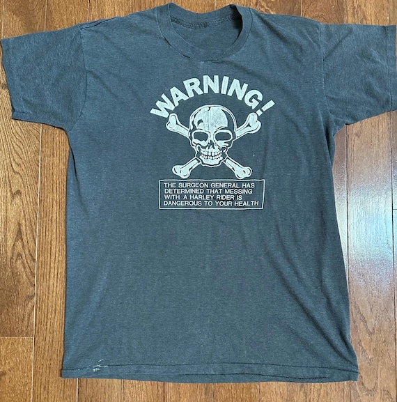 1980s WARNING Harley Davidson Tee