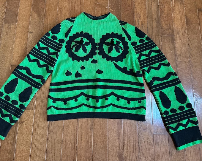 1970s Funky Green Bell Sleeve Sweater