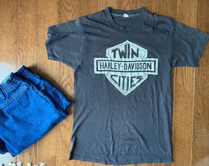 1970's Twin Cities Harley Davidson Thrashed T-shirt