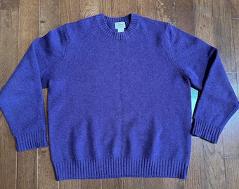 Vintage 1990s L.L. Bean Shetland Wool Sweater Mens Large Purple Knit
