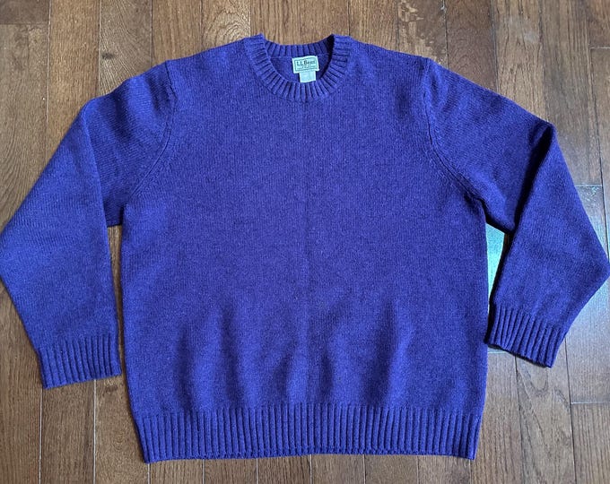 Vintage 1990s L.L. Bean Shetland Wool Sweater Mens Large Purple Knit