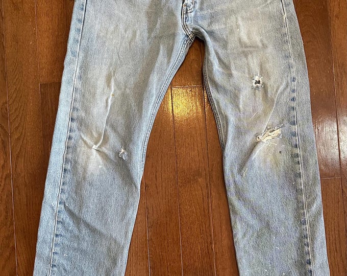 Vintage Y2K Levi's 505 Red Tab Jeans, Paint Splattered