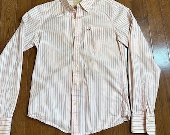 Y2K Hollister California Pink Striped Button Down Shirt
