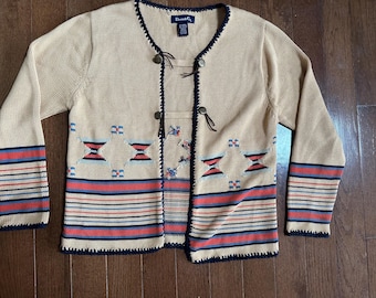 Vintage 90s Denim & Co Western Knit Cardigan