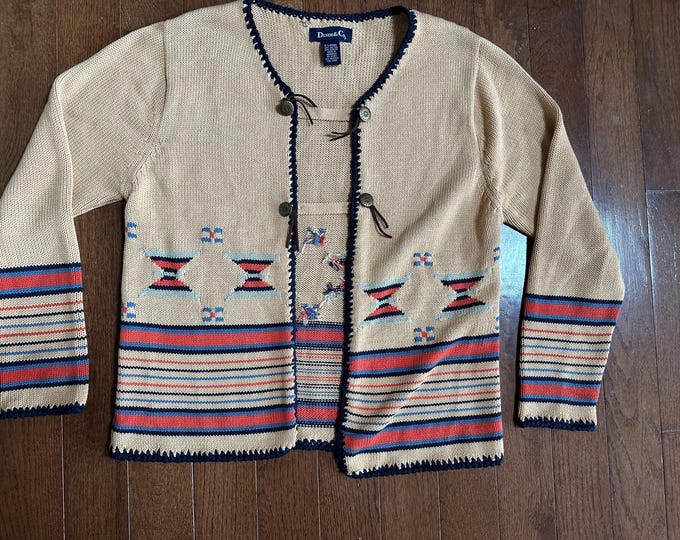 Vintage 90s Denim & Co Western Knit Cardigan