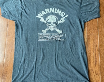 1980s WARNING Harley Davidson Tee
