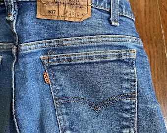 Vintage Levi’s 517 Bootcut Jeans USA Made Distressed Denim W34 L32 Faded