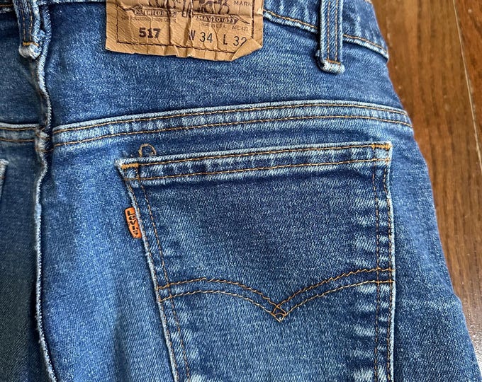 Vintage Levi’s 517 Bootcut Jeans USA Made Distressed Denim W34 L32 Faded