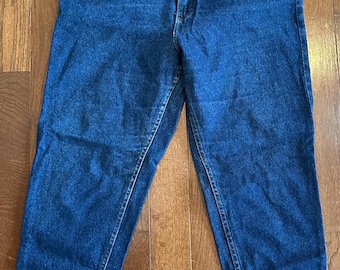 Vintage Dark Wash Lee Elastic Waist Mom Jeans, Made in USA