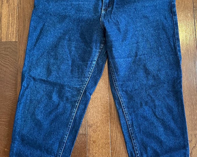 Vintage Dark Wash Lee Elastic Waist Mom Jeans, Made in USA