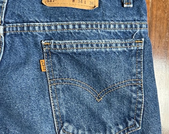 Vintage Levi’s 517 Orange Tab Jeans Made in USA 34x36 Bootcut Medium Wash 90s