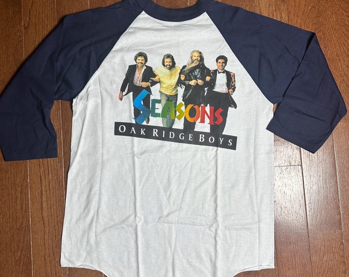 Vintage 1980s Oak Ridge Boys Seasons Raglan Shirt Large Made in USA Double Sided Band Tee