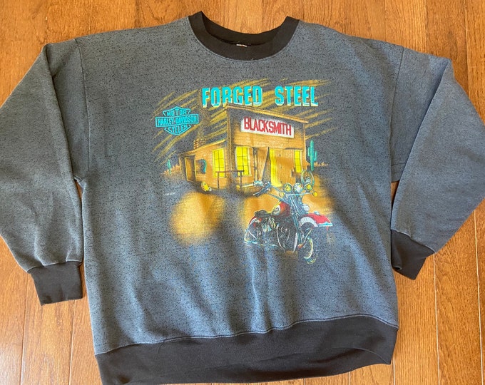Vintage Harley Davidson Forged Blacksmith Crew Neck