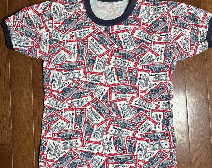 Vintage Budweiser All-Over Print Single Stitch Tee