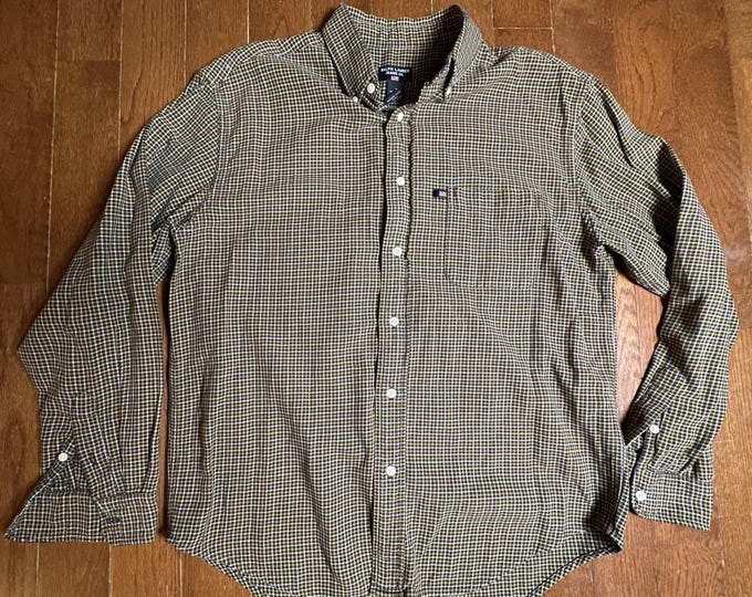 Vintage Ralph Lauren Jeans Co Houndstooth Shirt M RL Flag 100% Cotton 90s Button Down
