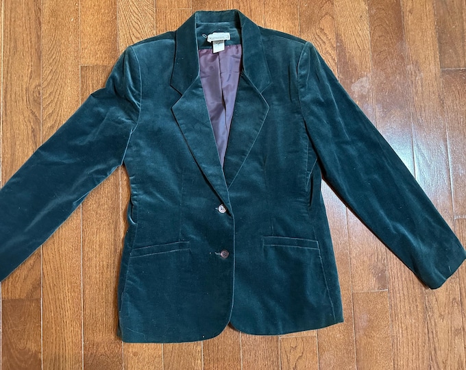 Vintage 1970s Crushed Green Velvet Blazer