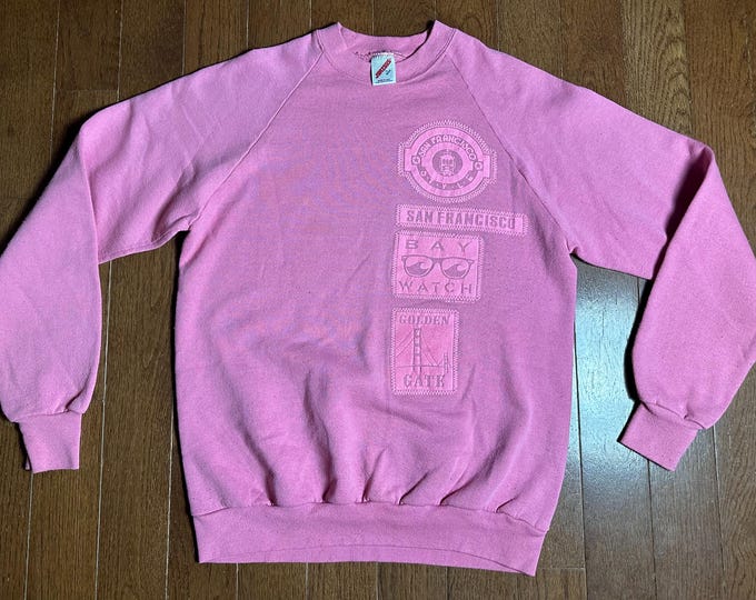 Vintage 80s San Francisco Sweatshirt Pink Jerzees Raglan Crewneck