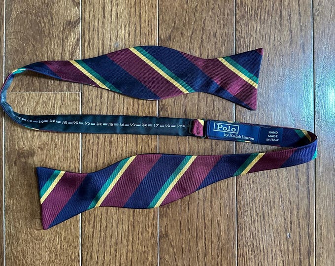 Vintage Polo by Ralph Lauren Silk Bow Tie - Hand Made in Italy