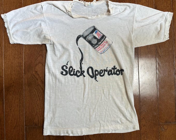 1970s Champion AMF Harley-Davidson “Slick Operator” Thrashed Tee