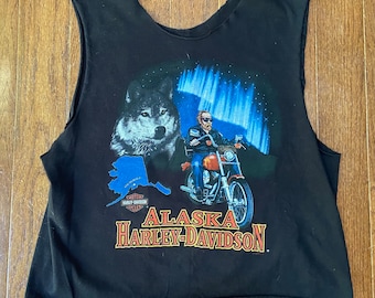 1995 Alaska Harley Davidson Wolf Cut Off